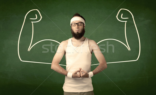Stock photo: Skinny student wants muscles