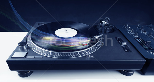 Music player playing vinyl music with colourful abstract lines Stock photo © ra2studio