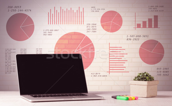 Laptop Umsatz pie Charts professionelle Stock foto © ra2studio