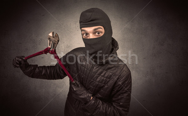 Włamywacz narzędzie stałego czarny ubrania strony Zdjęcia stock © ra2studio