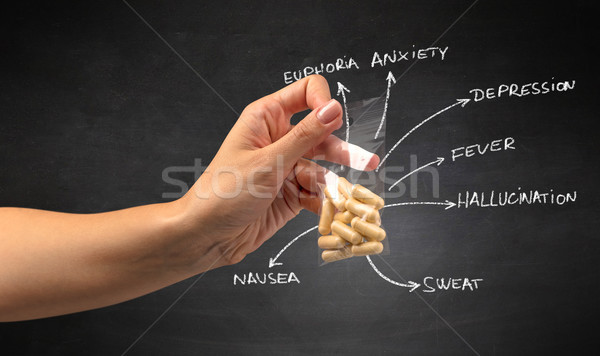 Handing over pills with blackboard wallpaper Stock photo © ra2studio