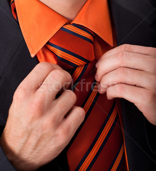 Detail of a man, fixing his tie Stock photo © ra2studio