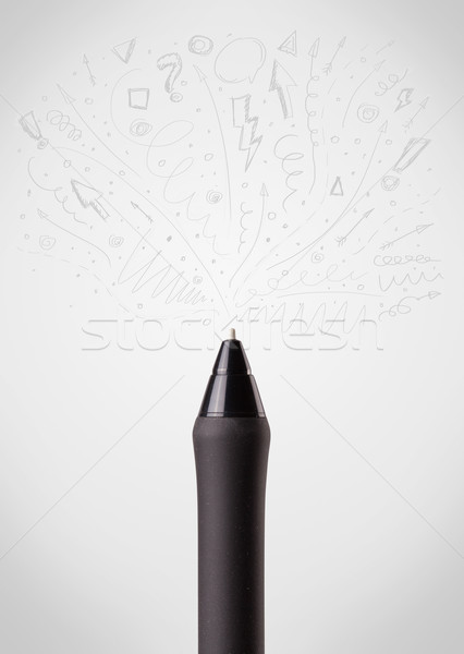 Pen close-up with sketchy arrows Stock photo © ra2studio