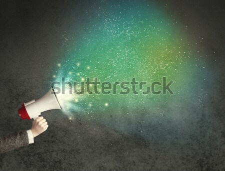 Painter with airbrush gun and white magical smoke  Stock photo © ra2studio