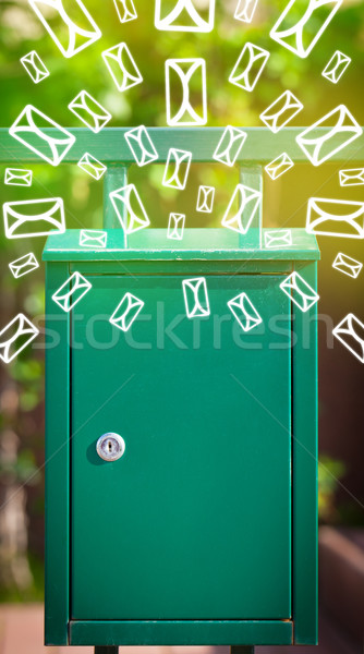 Stockfoto: Mailbox · brief · iconen · groene · papier