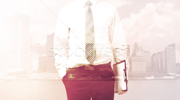 Geschäftsmann stehen Stadtbild Licht Business Stock foto © ra2studio