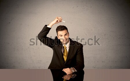 Elegant person drawing in empty space Stock photo © ra2studio