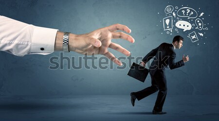 Homem de negócios corrida grande mão rabisco ícones Foto stock © ra2studio