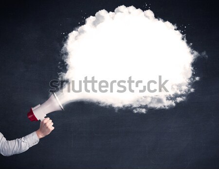 Stock photo: Painter with airbrush gun and white magical smoke 