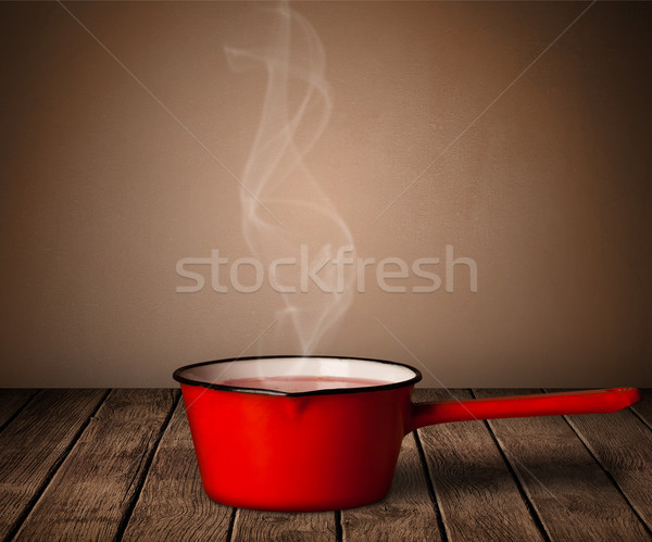 pot on old wooden table Stock photo © ra2studio