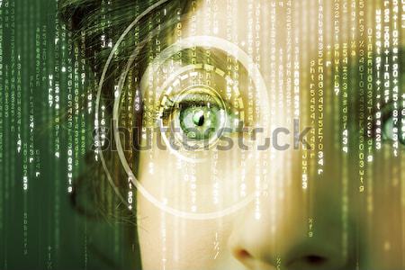 Modernen Frau Matrix Auge medizinischen Technologie Stock foto © ra2studio