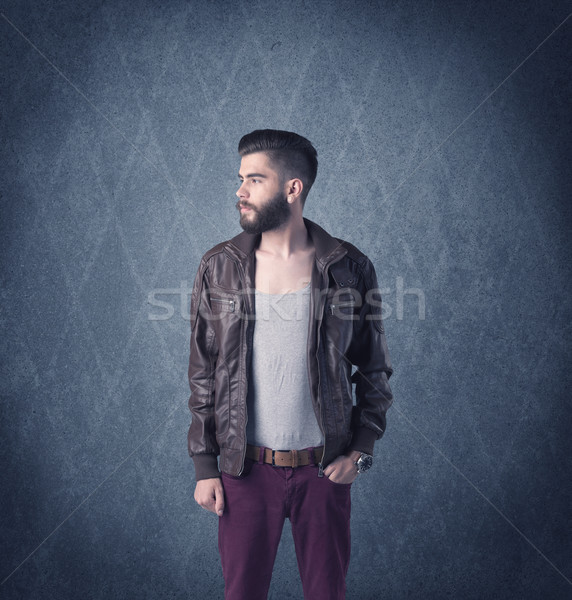 Foto stock: Barbado · pie · elegante · ropa · guapo