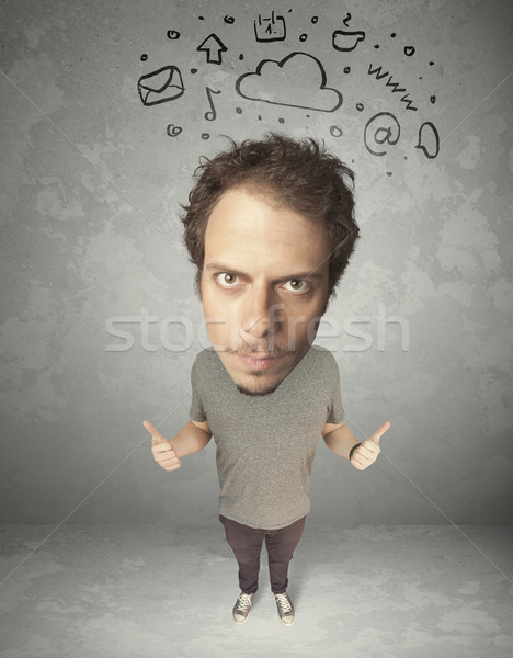 Big head person with social media marks Stock photo © ra2studio