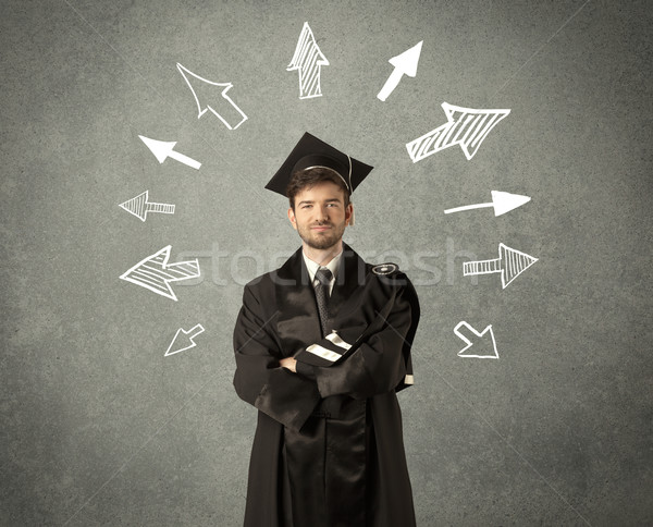 Young graduate student with hand drawn arrows  Stock photo © ra2studio