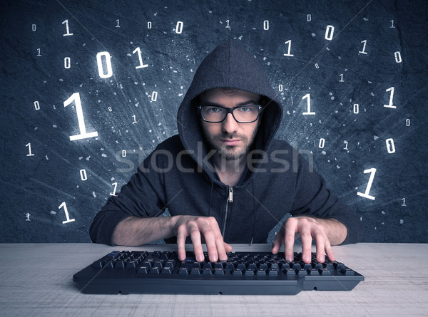 Online betolakodó stréber fickó hackelés vicces Stock fotó © ra2studio