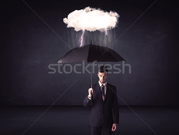 Affaires permanent parapluie peu tempête nuage [[stock_photo]] © ra2studio