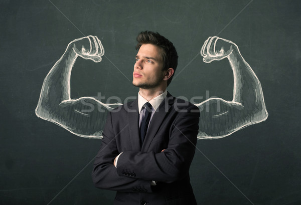 wondering with sketched strong and muscled arms Stock photo © ra2studio