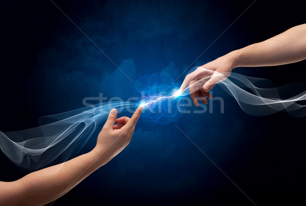Handen vingers ruimte twee mannelijke Stockfoto © ra2studio