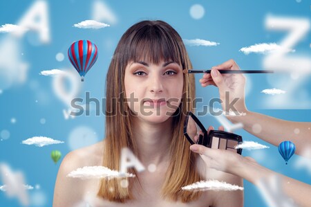 Stock foto: Friseur · jungen · Brünette · Frau · lächelnd