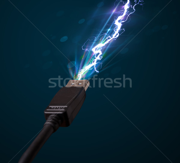 Electric cable with glowing electricity lightning Stock photo © ra2studio