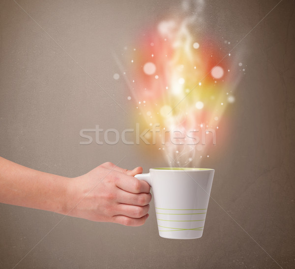 Tasse de café résumé vapeur coloré lumières [[stock_photo]] © ra2studio