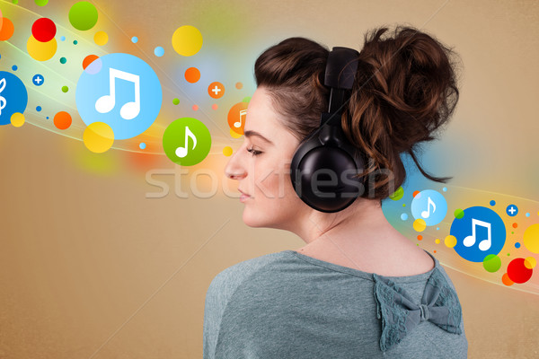 Ascoltare musica cuffie bella bolle musica Foto d'archivio © ra2studio