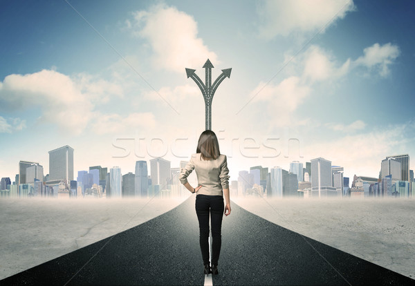 businesswoman standing on the road Stock photo © ra2studio