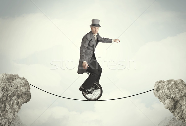 Dapper zakenman paardrijden cyclus zakenman Stockfoto © ra2studio