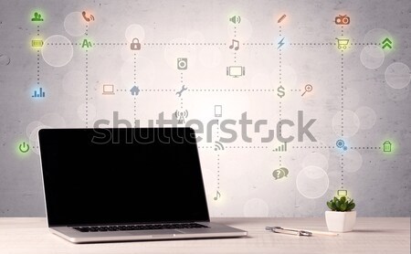 Laptop mediów ikona notebooka ekranu Zdjęcia stock © ra2studio