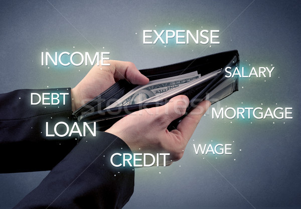 Businessman hand takes out money from wallet Stock photo © ra2studio