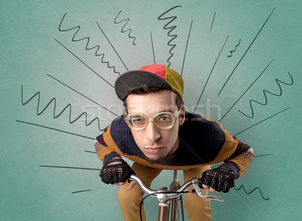 Extreme cyclist with bike Stock photo © ra2studio