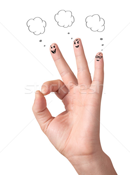 Stok fotoğraf: Mutlu · neden · parmaklar · işaretleri · yalıtılmış