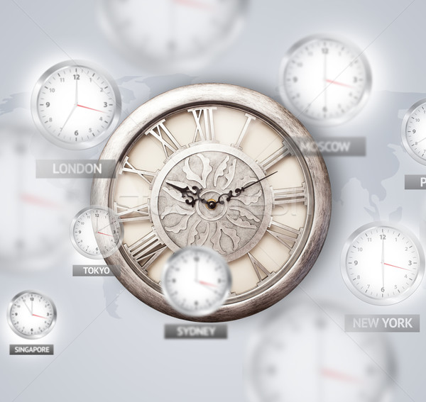Clocks and time zones over the world concept Stock photo © ra2studio
