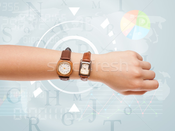 Foto stock: Relojes · mundo · tiempo · financiar · negocios · gráfico