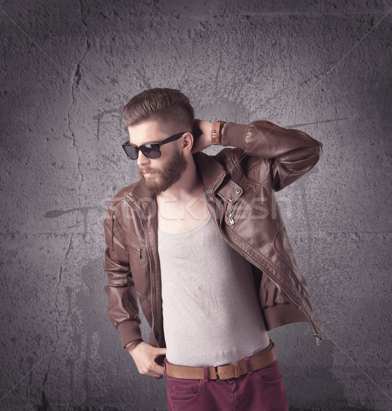 Stylish male with beard and sunglasses Stock photo © ra2studio