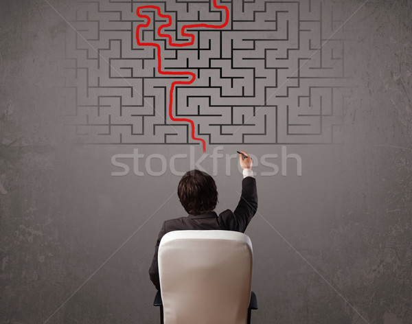 Business man looking at a maze and the way out  Stock photo © ra2studio