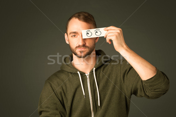 Silly man looking with hand drawn eye balls Stock photo © ra2studio