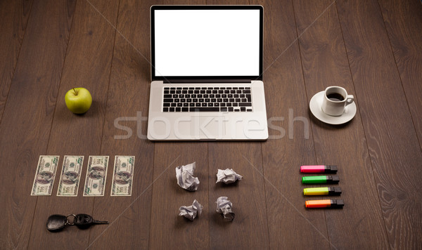 Business Schreibtisch Bürobedarf modernen Laptop weiß Stock foto © ra2studio