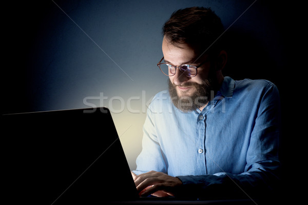Businessman in the office at night Stock photo © ra2studio