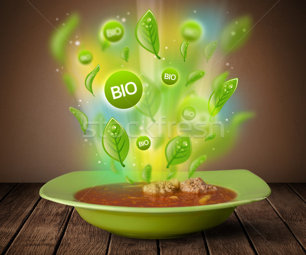 Saine bio vert plaque alimentaire [[stock_photo]] © ra2studio