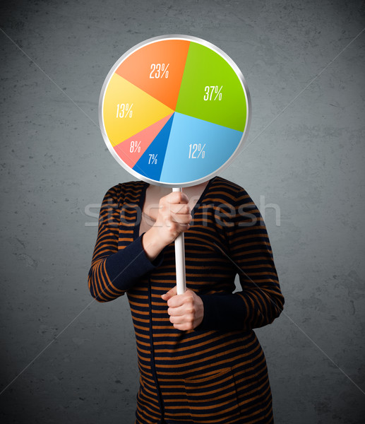 Young woman holding a pie chart Stock photo © ra2studio