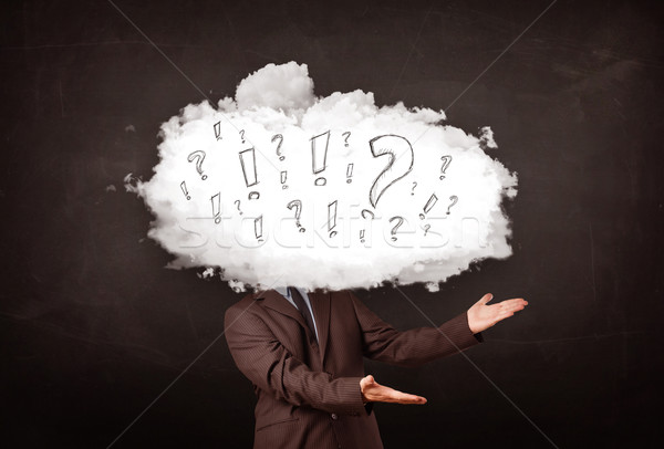 Stock foto: Geschäftsmann · Wolke · Kopf · Frage · Business · Computer