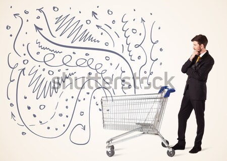 Stock photo: Businessman with shopping cart