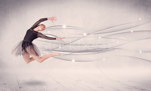 Balerina modern dans abstract linii Imagine de stoc © ra2studio