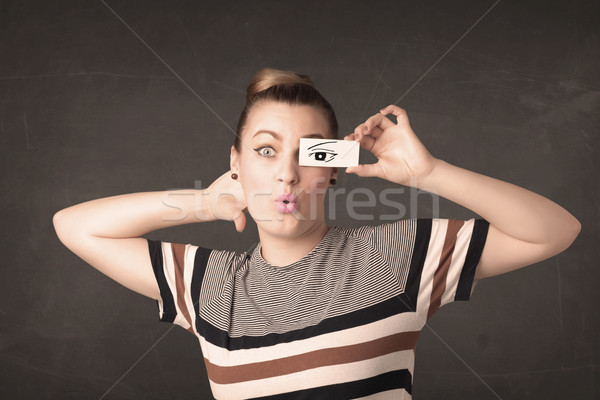 Dom jongeling naar oog papier Stockfoto © ra2studio