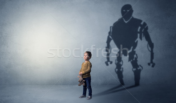 Robotman shadow of a cute little boy Stock photo © ra2studio