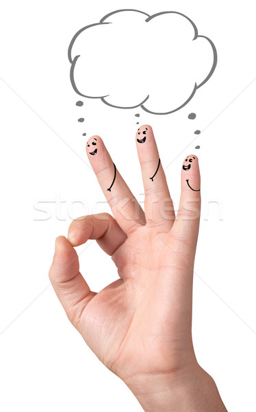 Сток-фото: счастливым · вызывать · пальцы · признаков · изолированный