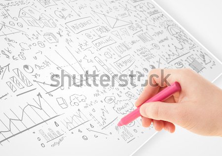 [[stock_photo]]: Main · humaine · idées · blanche · papier · multiple · affaires