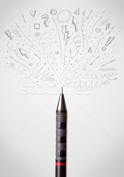 Ceruza rajz vázlatos nyilak vonalak iskola Stock fotó © ra2studio