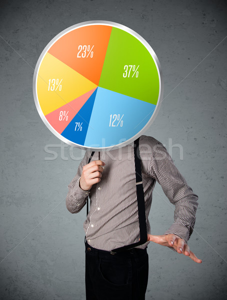 Businessman holding a pie chart Stock photo © ra2studio